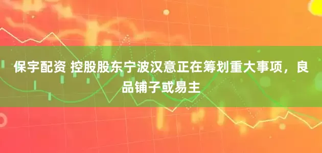 保宇配资 控股股东宁波汉意正在筹划重大事项，良品铺子或易主