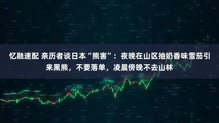 忆融速配 亲历者谈日本“熊害”：夜晚在山区抽奶香味雪茄引来黑熊，不要落单，凌晨傍晚不去山林